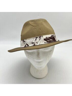 Dockers Mens Tropical Safari Fedora Hat S/M Tan Classic Outdoors Wide Brim Casua